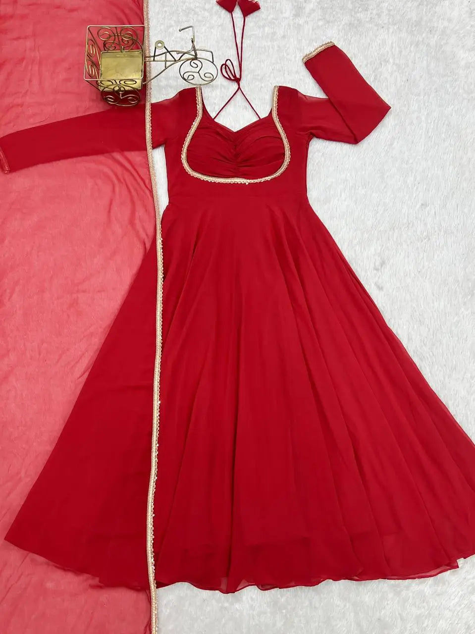 Elegant Solid Flared Anarkali Suit Set with Dupatta & Bottom | Festive & Party Wear | Available in 6 Colors