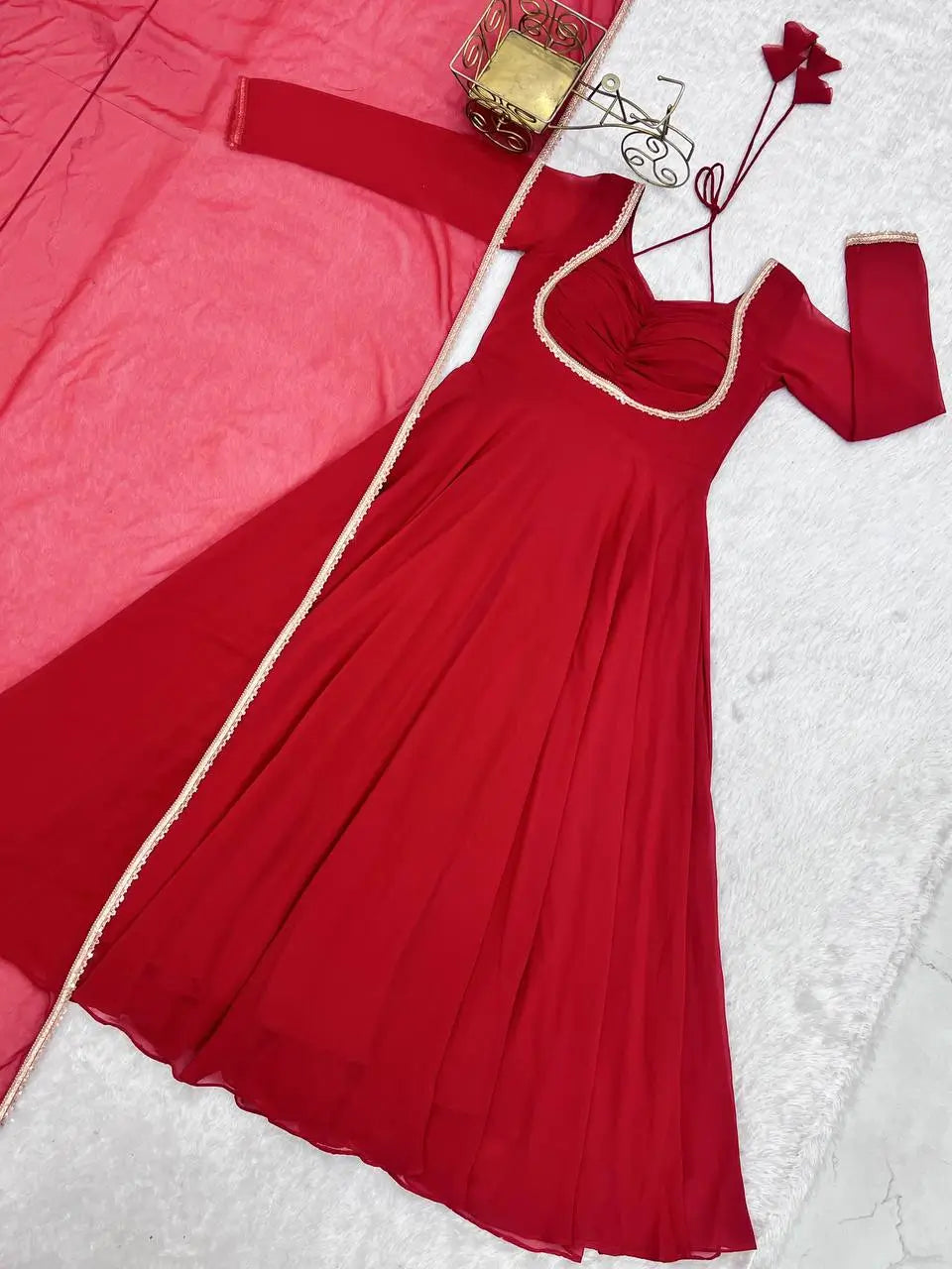 Elegant Solid Flared Anarkali Suit Set with Dupatta & Bottom | Festive & Party Wear | Available in 6 Colors