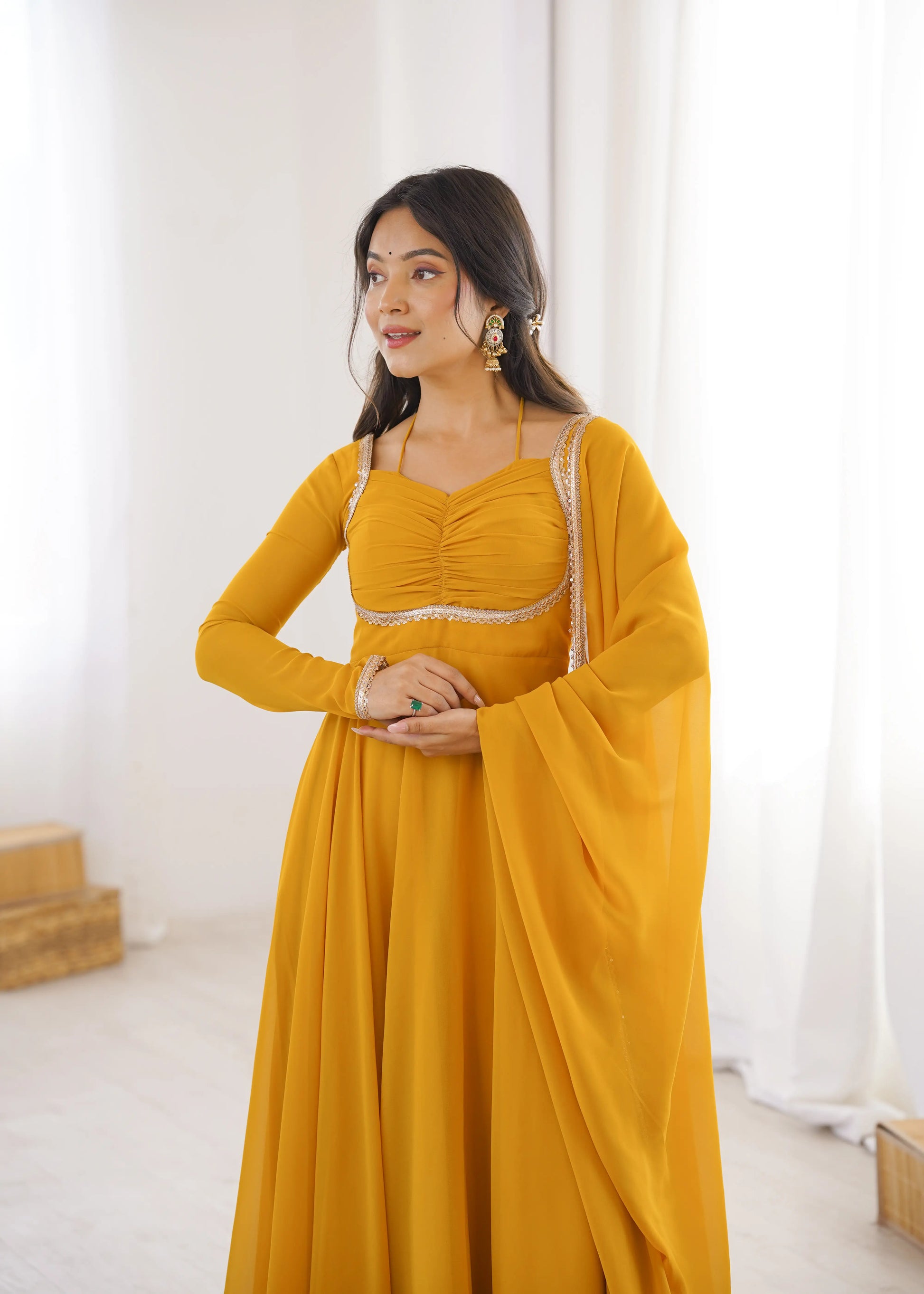 Elegant Solid Flared Anarkali Suit Set with Dupatta & Bottom | Festive & Party Wear | Available in 6 Colors