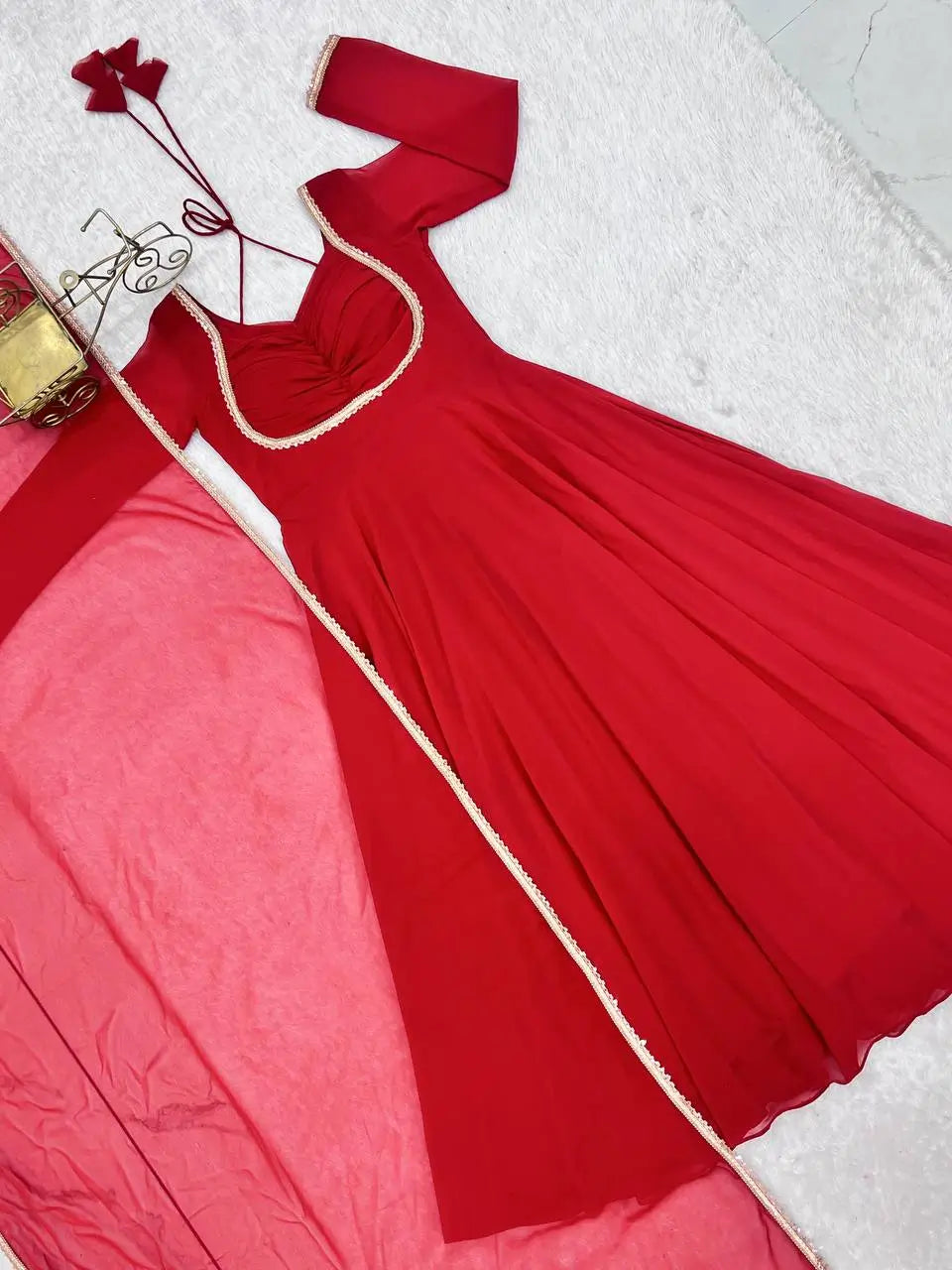 Elegant Solid Flared Anarkali Suit Set with Dupatta & Bottom | Festive & Party Wear | Available in 6 Colors