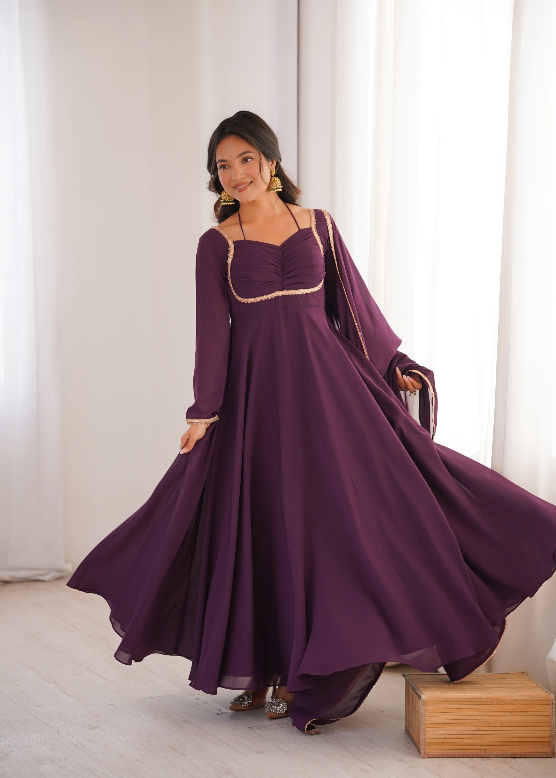Elegant Solid Flared Anarkali Suit Set with Dupatta & Bottom | Festive & Party Wear | Available in 6 Colors