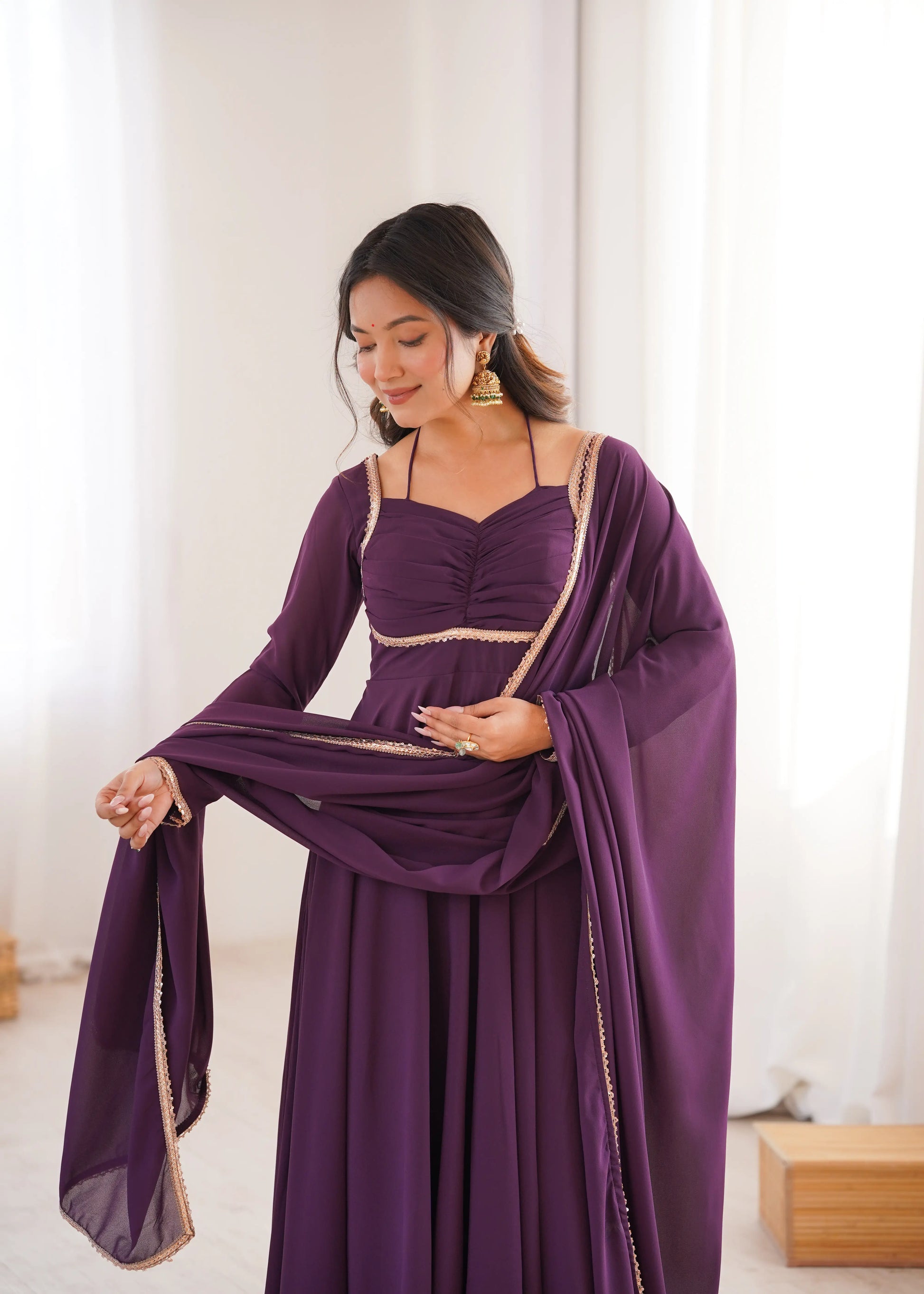 Elegant Solid Flared Anarkali Suit Set with Dupatta & Bottom | Festive & Party Wear | Available in 6 Colors
