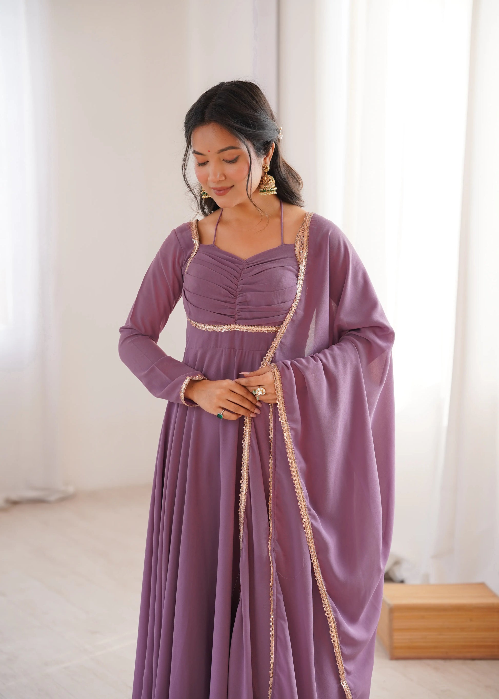 Elegant Solid Flared Anarkali Suit Set with Dupatta & Bottom | Festive & Party Wear | Available in 6 Colors