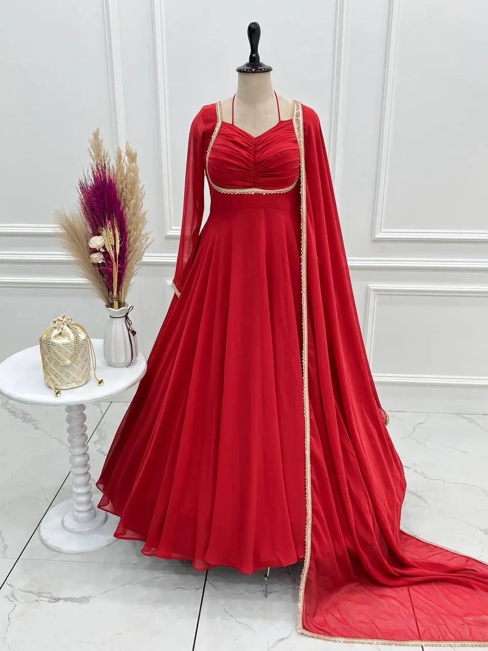 Elegant Solid Flared Anarkali Suit Set with Dupatta & Bottom | Festive & Party Wear | Available in 6 Colors