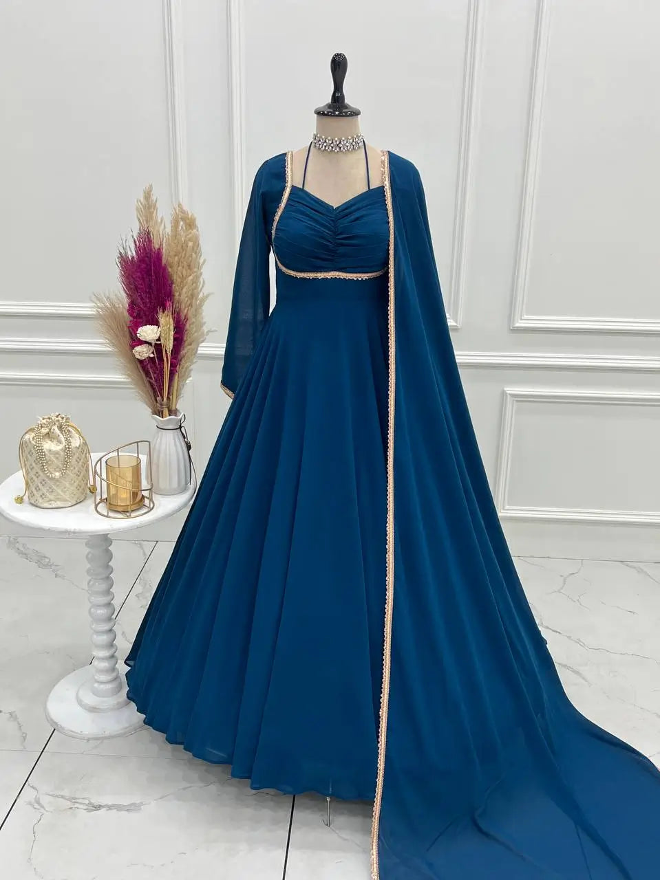 Elegant Solid Flared Anarkali Suit Set with Dupatta & Bottom | Festive & Party Wear | Available in 6 Colors