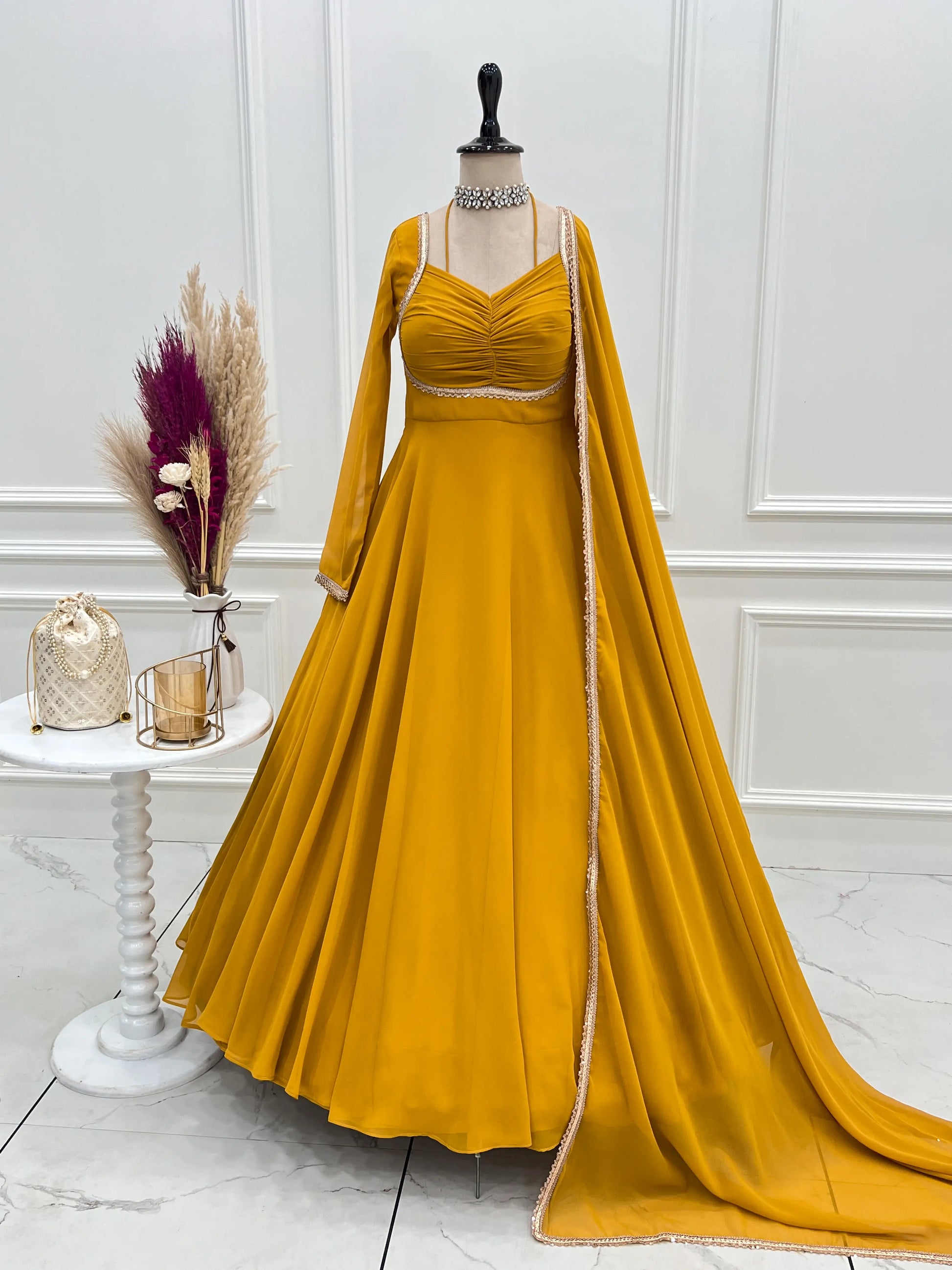 Elegant Solid Flared Anarkali Suit Set with Dupatta & Bottom | Festive & Party Wear | Available in 6 Colors