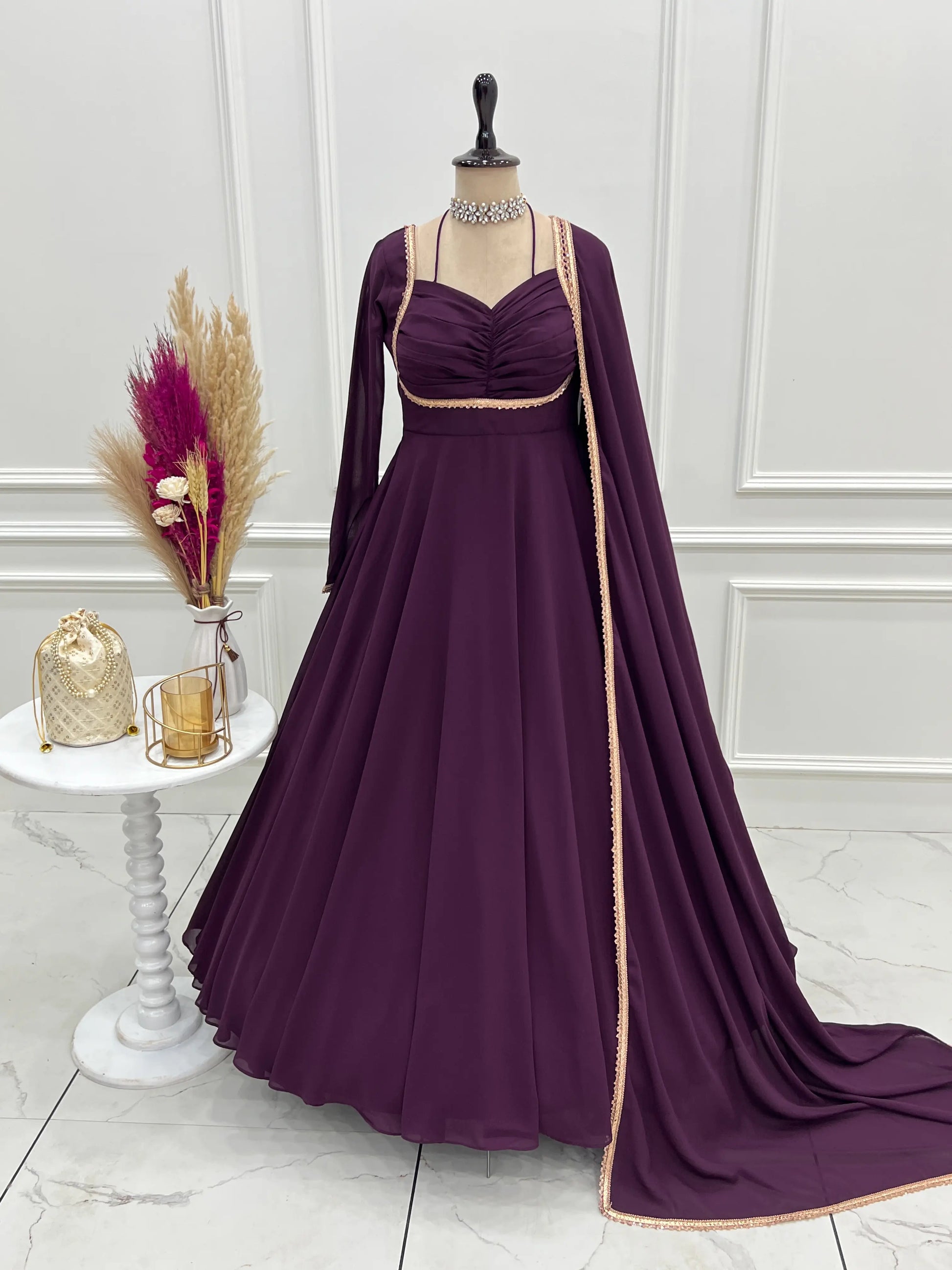 Elegant Solid Flared Anarkali Suit Set with Dupatta & Bottom | Festive & Party Wear | Available in 6 Colors