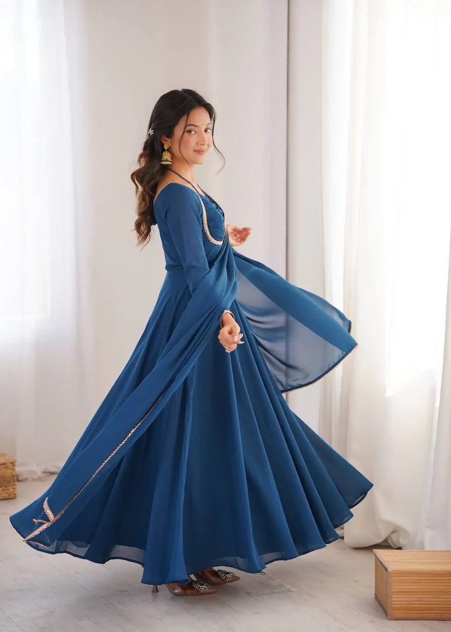 Elegant Solid Flared Anarkali Suit Set with Dupatta & Bottom | Festive & Party Wear | Available in 6 Colors