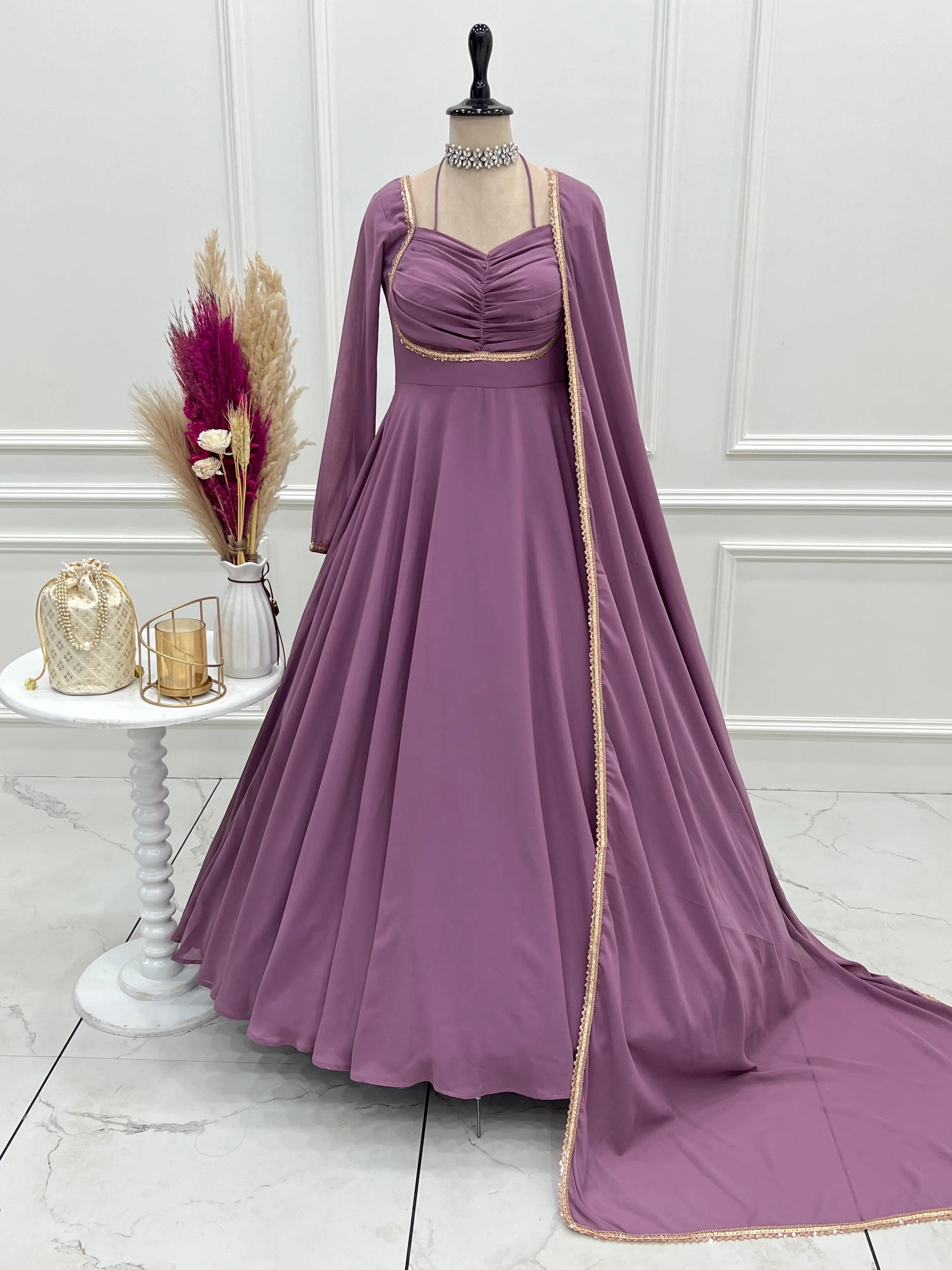 Elegant Solid Flared Anarkali Suit Set with Dupatta & Bottom | Festive & Party Wear | Available in 6 Colors
