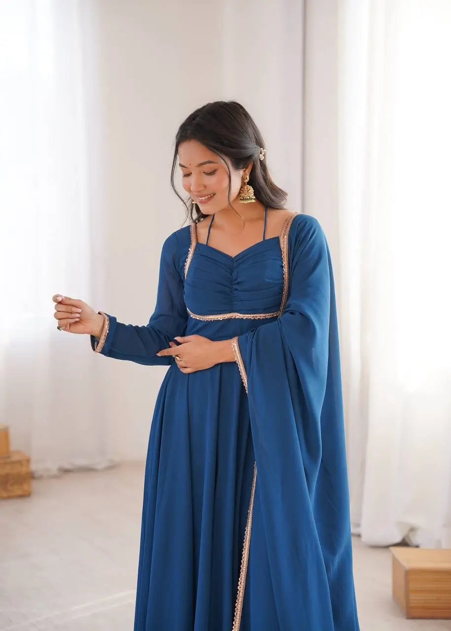 Elegant Solid Flared Anarkali Suit Set with Dupatta & Bottom | Festive & Party Wear | Available in 6 Colors