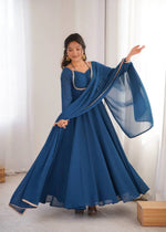 Elegant Solid Flared Anarkali Suit Set with Dupatta & Bottom | Festive & Party Wear | Available in 6 Colors