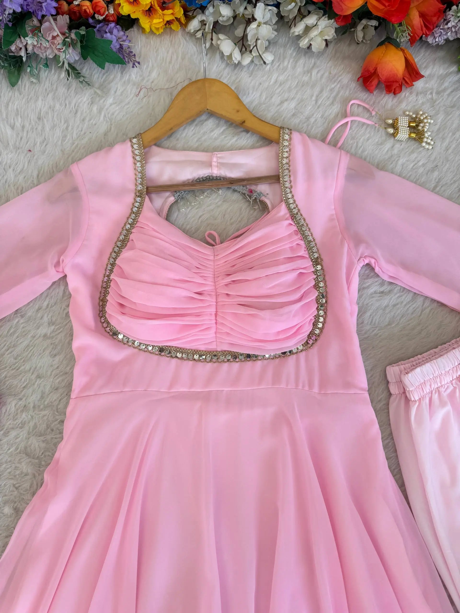 Elegant Solid Flared Anarkali Suit Set with Dupatta & Bottom | Festive & Party Wear | Available in 6 Colors