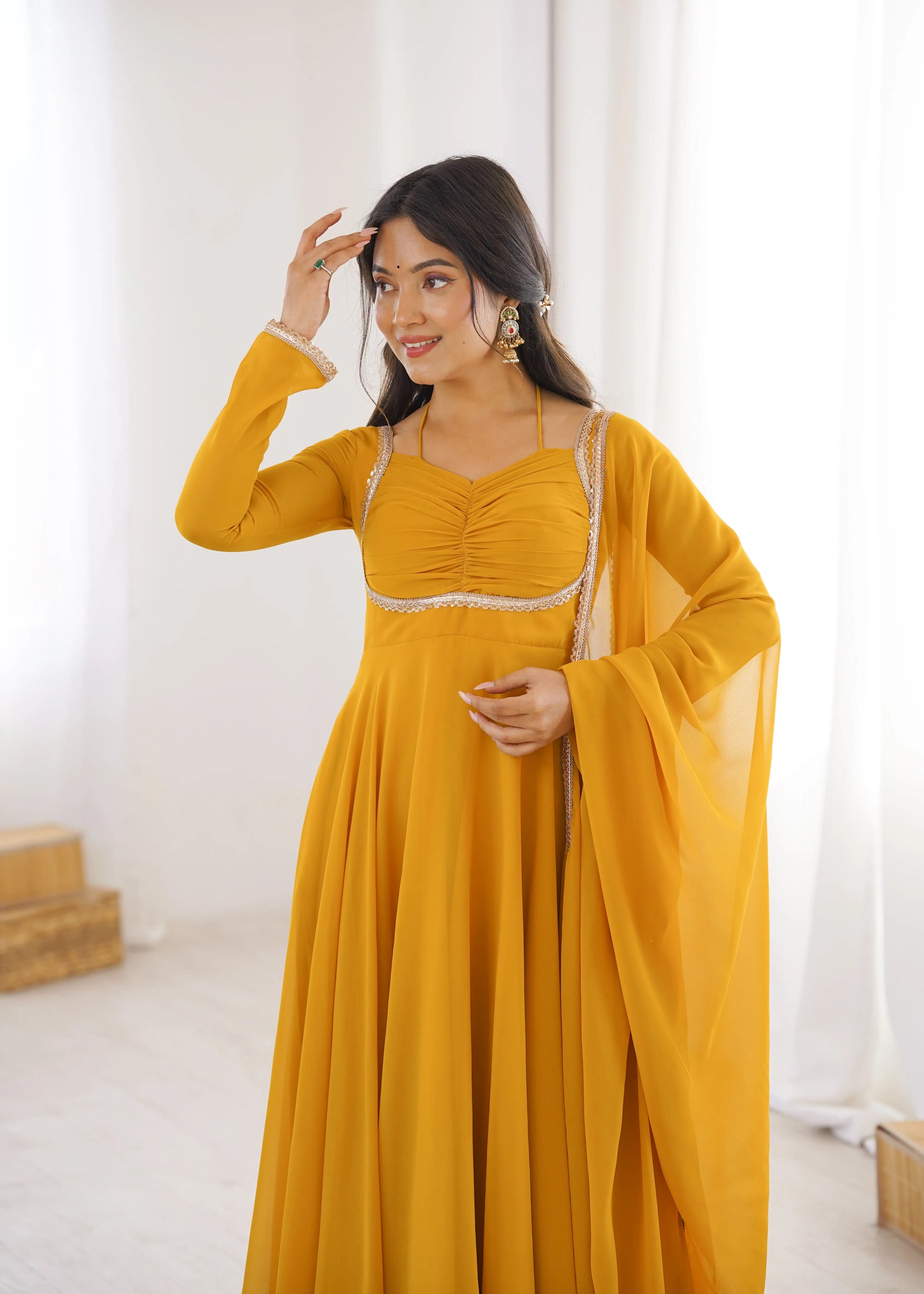 Elegant Solid Flared Anarkali Suit Set with Dupatta & Bottom | Festive & Party Wear | Available in 6 Colors