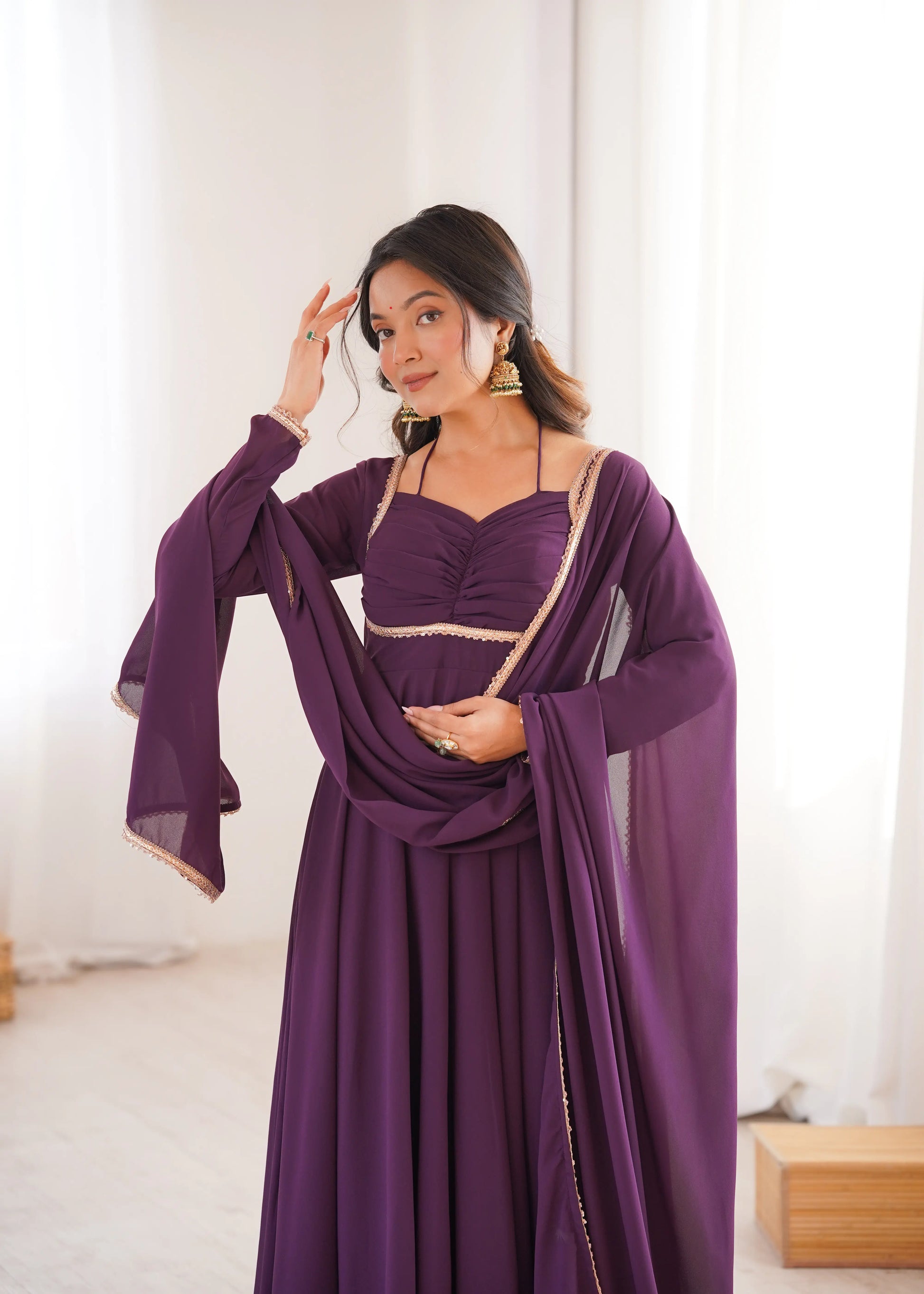 Elegant Solid Flared Anarkali Suit Set with Dupatta & Bottom | Festive & Party Wear | Available in 6 Colors