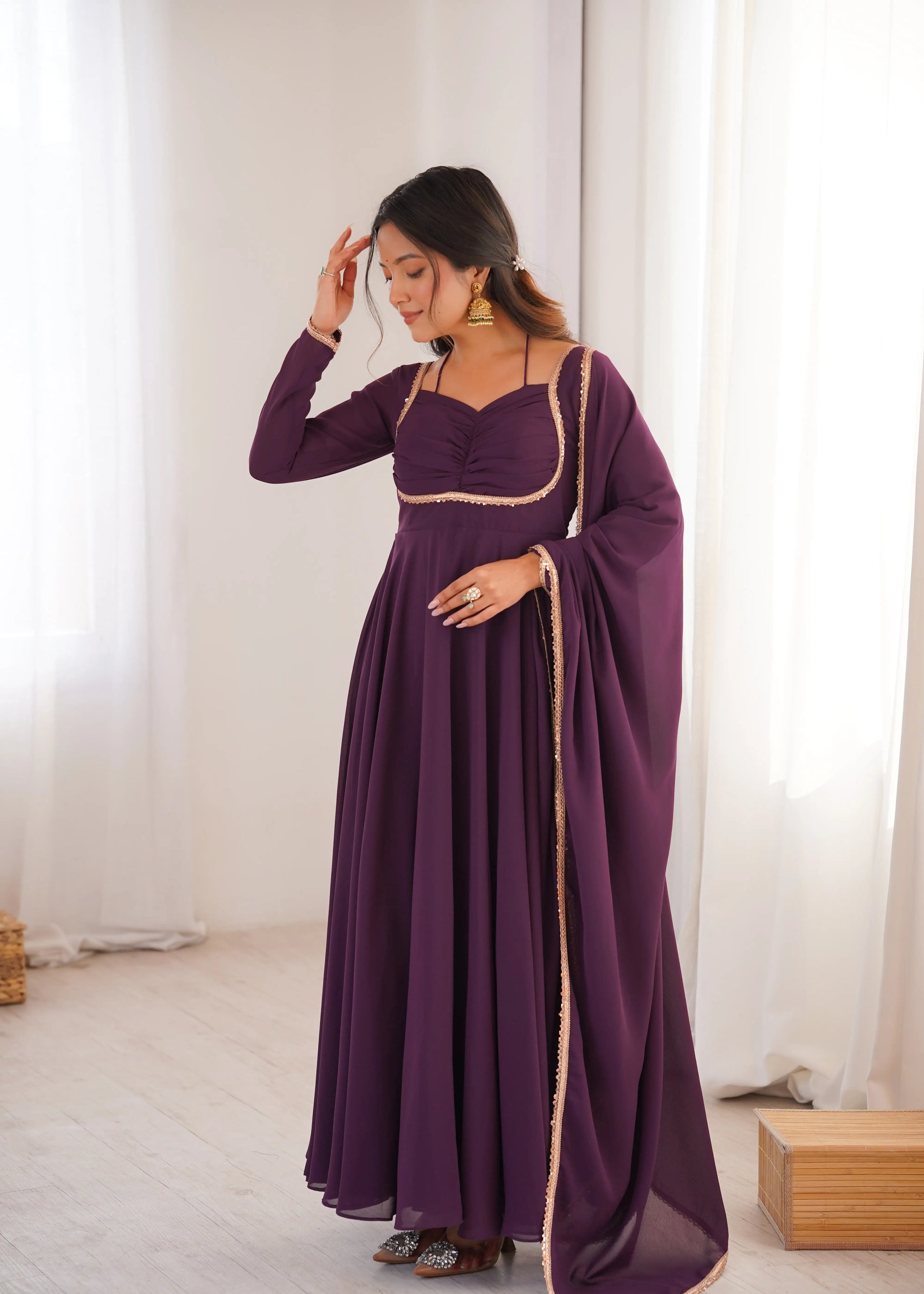 Elegant Solid Flared Anarkali Suit Set with Dupatta & Bottom | Festive & Party Wear | Available in 6 Colors