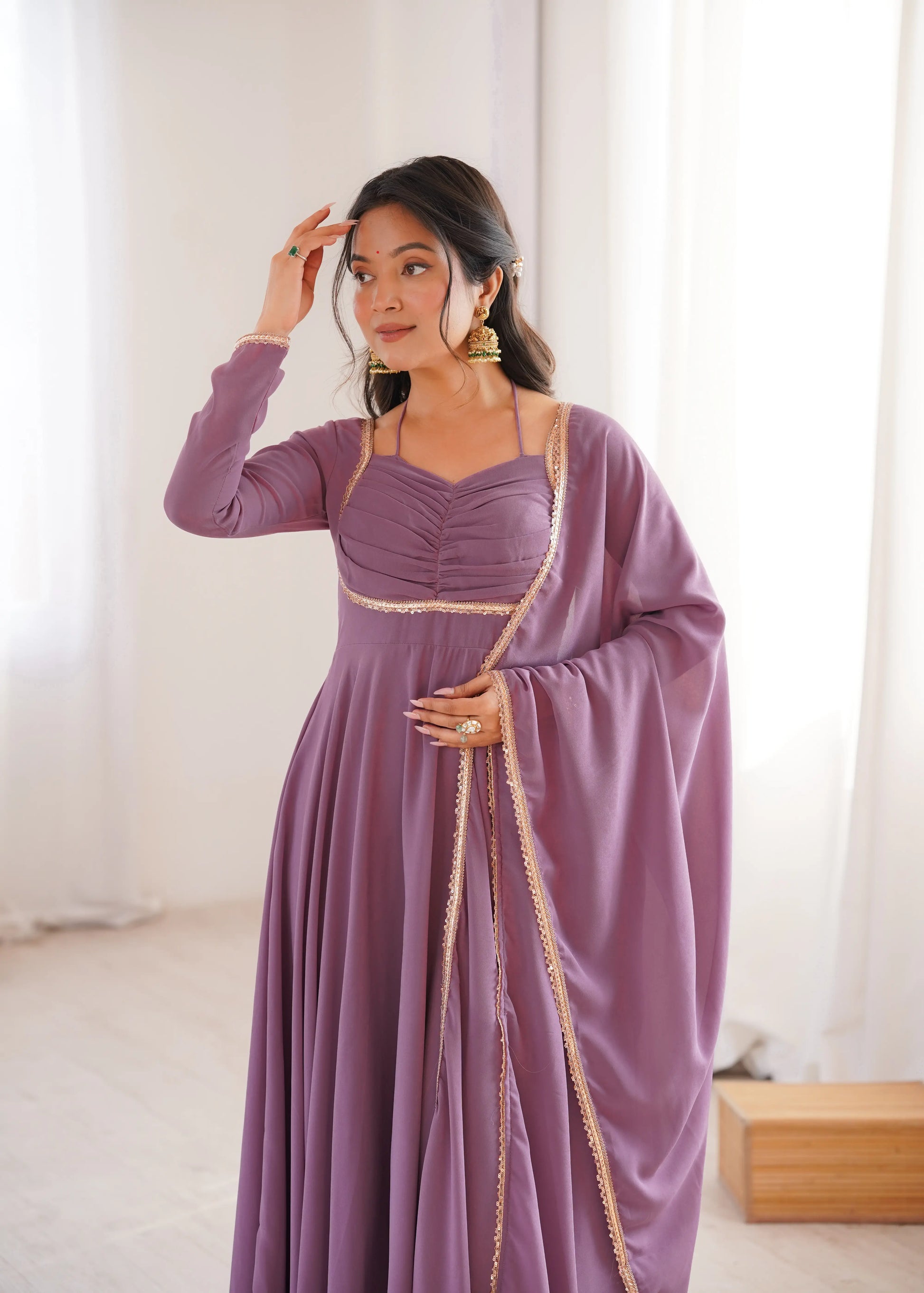Elegant Solid Flared Anarkali Suit Set with Dupatta & Bottom | Festive & Party Wear | Available in 6 Colors