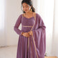 Elegant Solid Flared Anarkali Suit Set with Dupatta & Bottom | Festive & Party Wear | Available in 6 Colors