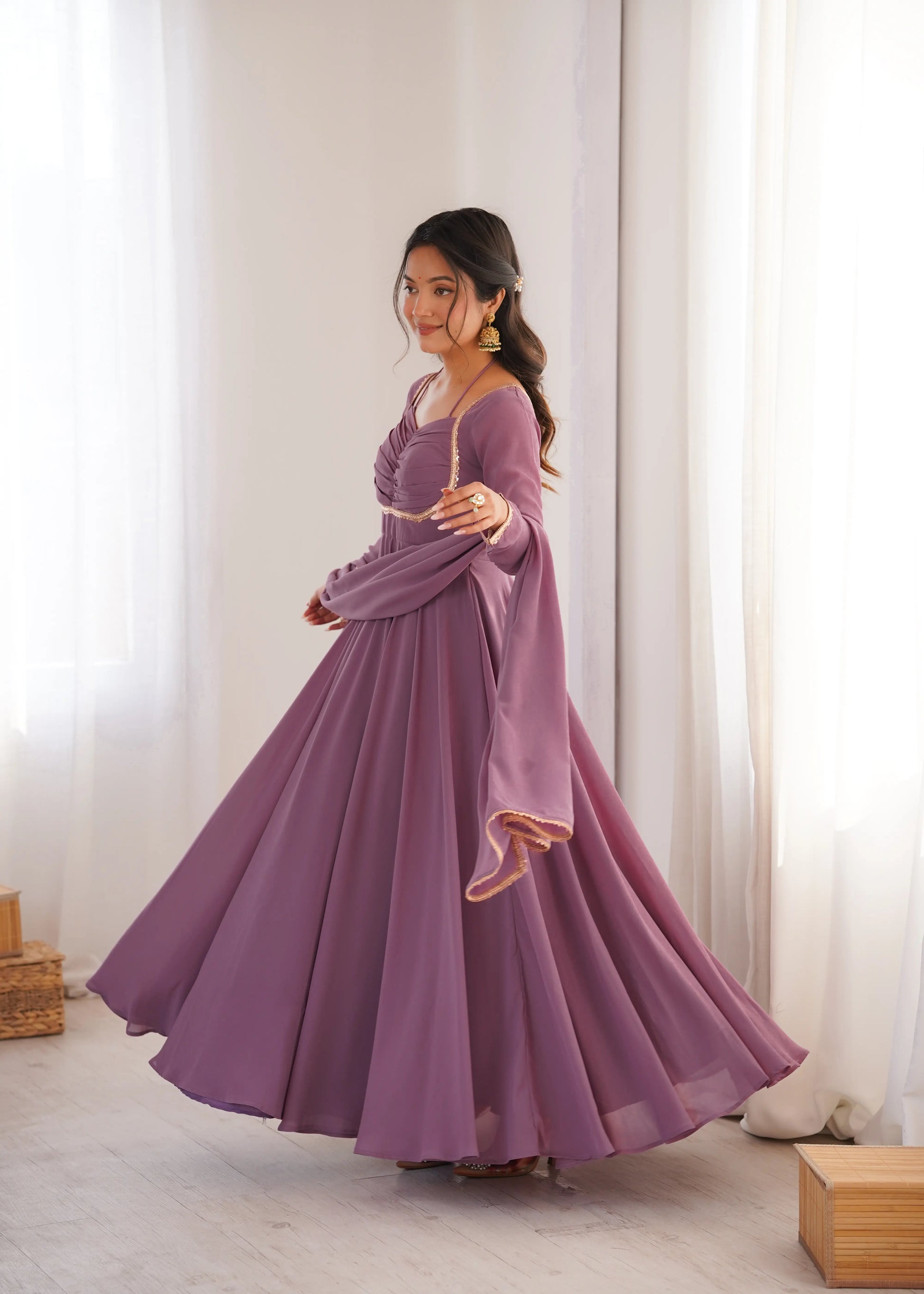 Elegant Solid Flared Anarkali Suit Set with Dupatta & Bottom | Festive & Party Wear | Available in 6 Colors