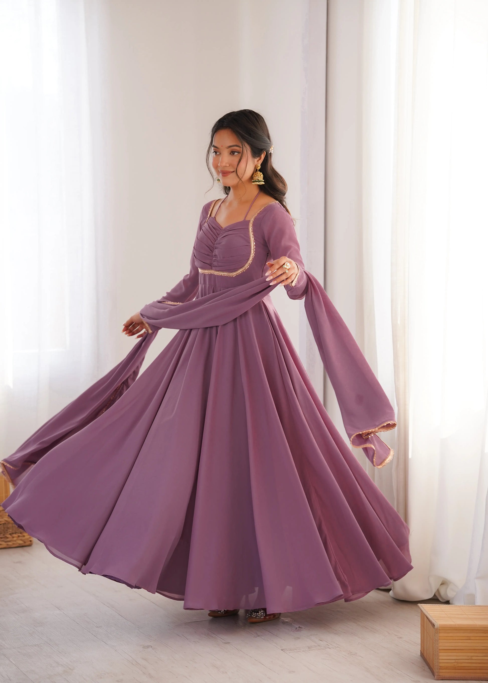 Elegant Solid Flared Anarkali Suit Set with Dupatta & Bottom | Festive & Party Wear | Available in 6 Colors