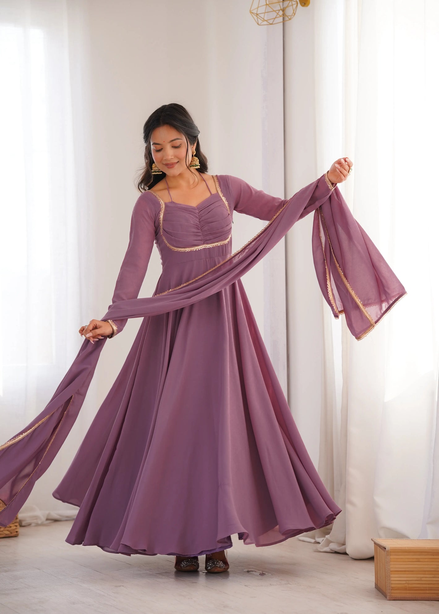 Elegant Solid Flared Anarkali Suit Set with Dupatta & Bottom | Festive & Party Wear | Available in 6 Colors
