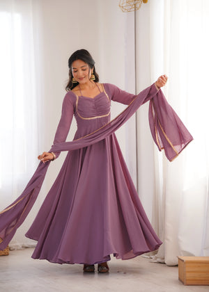 Elegant Solid Flared Anarkali Suit Set with Dupatta & Bottom | Festive & Party Wear | Available in 6 Colors