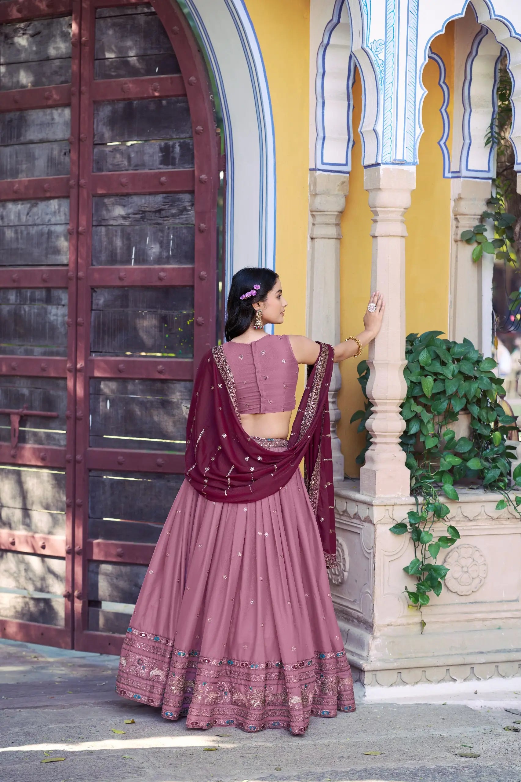Elegant Star Georgette Lehenga Set for Wedding and Festive Wear
