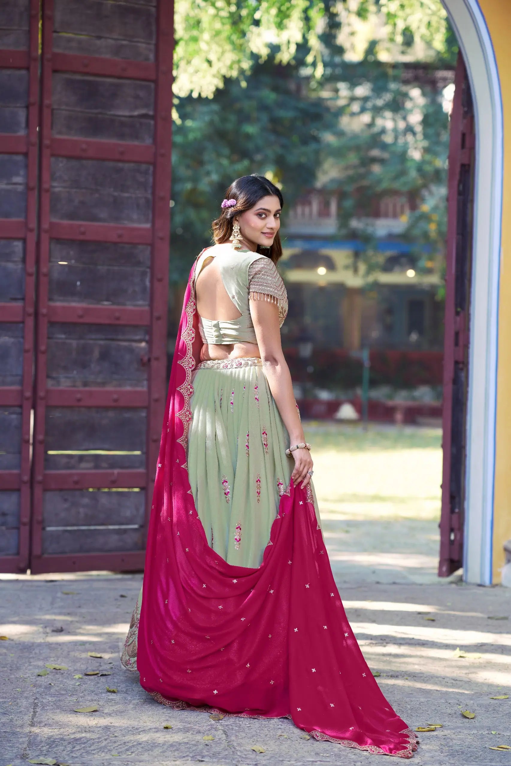 Elegant Star Georgette Lehenga Set for Wedding and Festive Wear