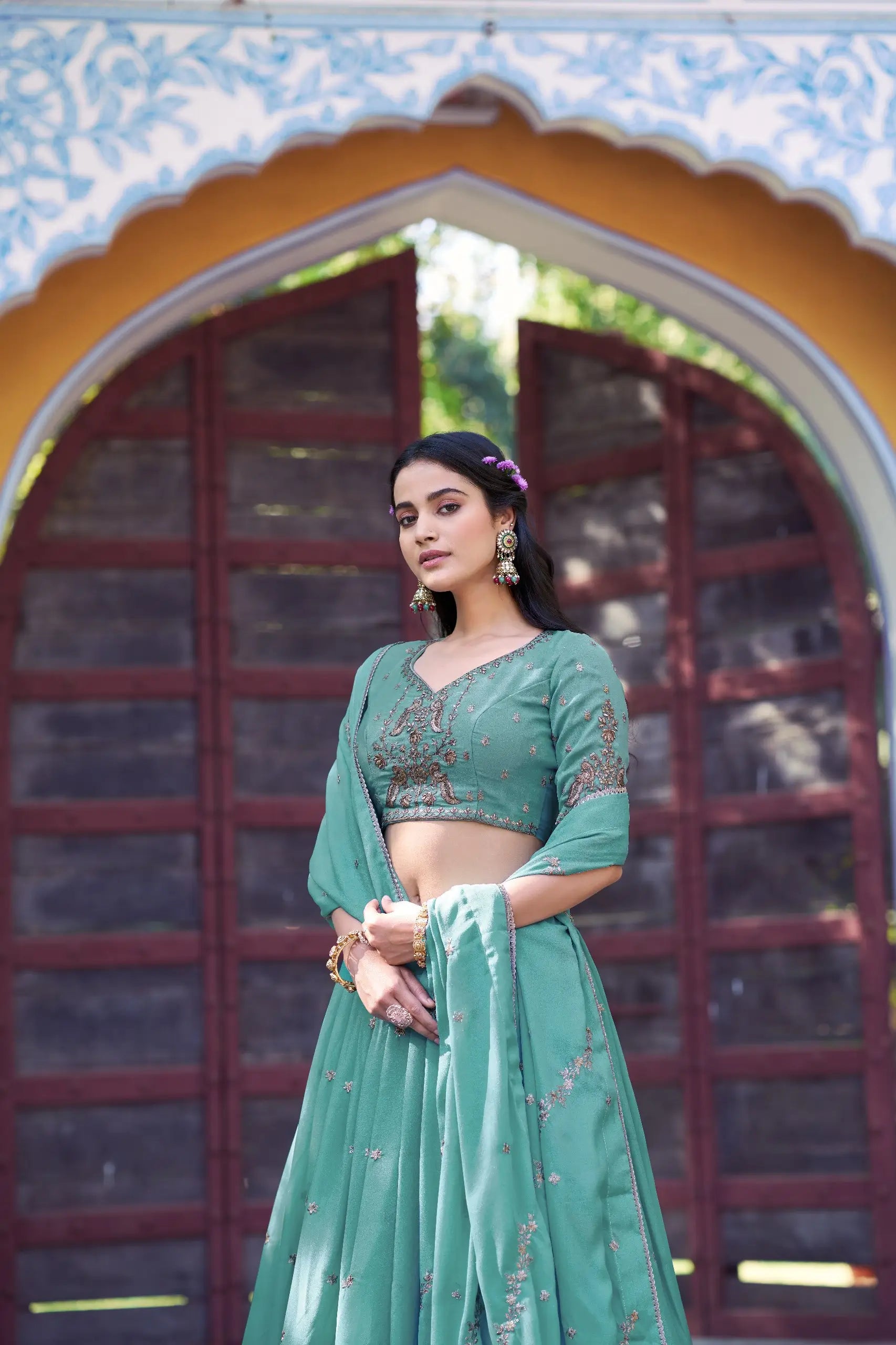 Elegant Star Georgette Lehenga Set for Wedding and Festive Wear