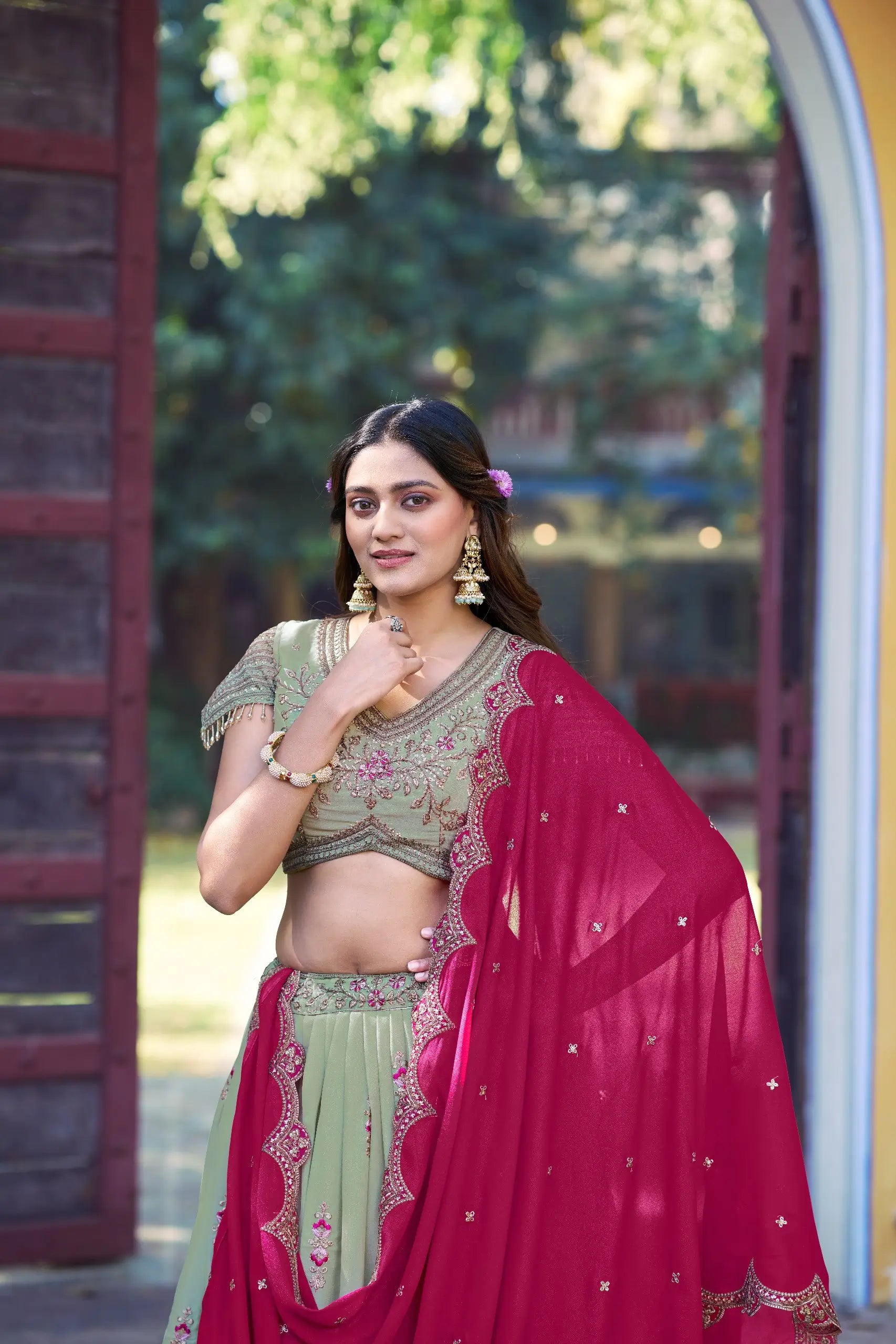 Elegant Star Georgette Lehenga Set for Wedding and Festive Wear
