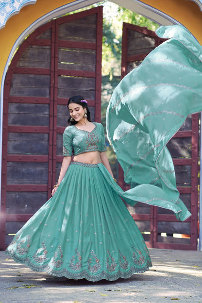Elegant Star Georgette Lehenga Set for Wedding and Festive Wear
