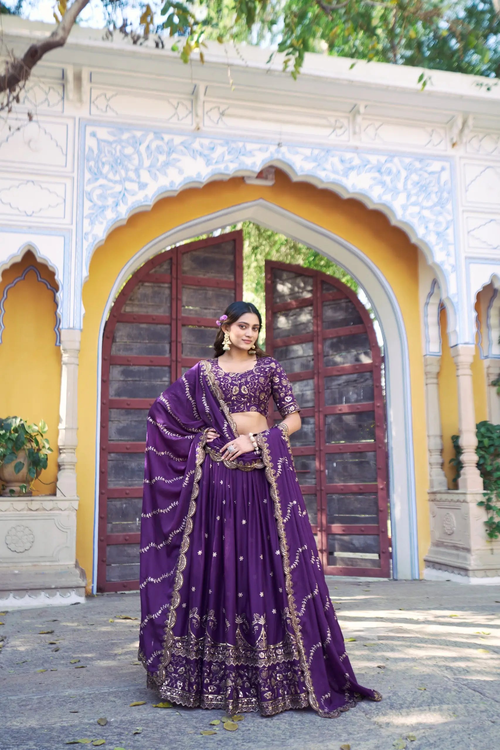 Elegant Star Georgette Lehenga Set for Wedding and Festive Wear