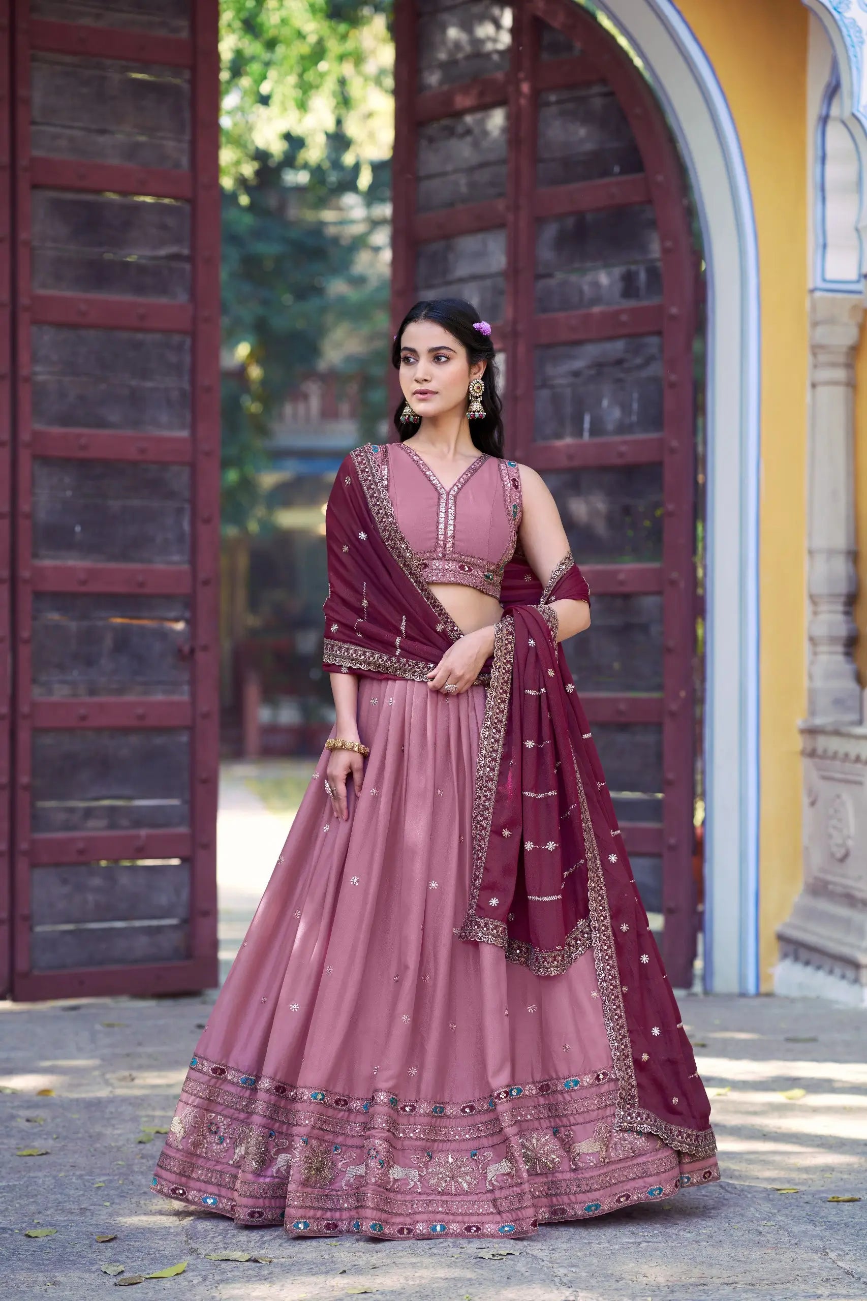 Elegant Star Georgette Lehenga Set for Wedding and Festive Wear