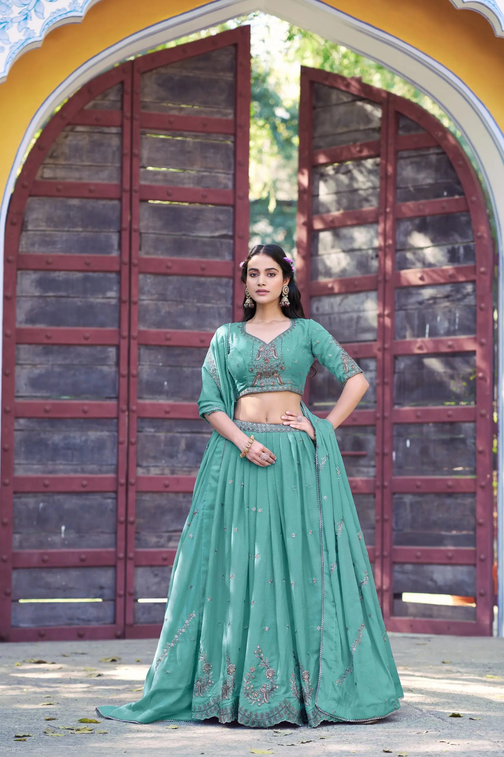 Elegant Star Georgette Lehenga Set for Wedding and Festive Wear