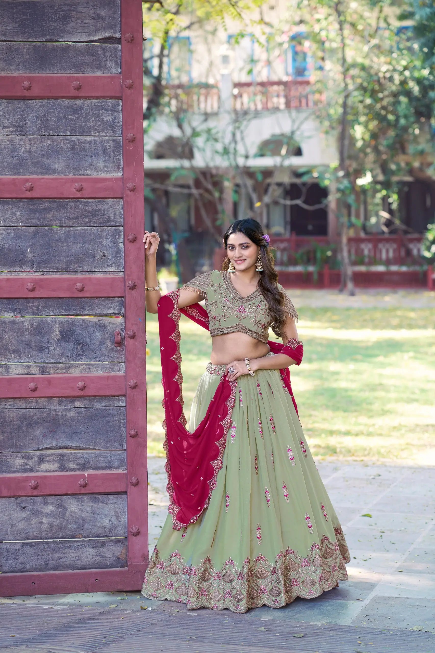 Elegant Star Georgette Lehenga Set for Wedding and Festive Wear