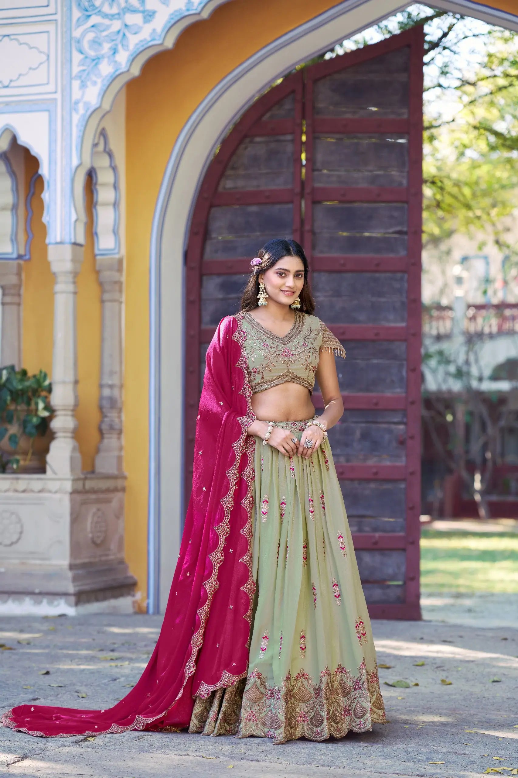 Elegant Star Georgette Lehenga Set for Wedding and Festive Wear