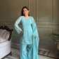 Elegant Swarovski Silk Kurta Palazzo Set with Dupatta for Festive and Party Wear