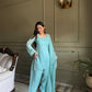 Elegant Swarovski Silk Kurta Palazzo Set with Dupatta for Festive and Party Wear