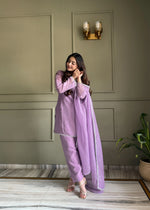 Elegant Swarovski Silk Kurta Palazzo Set with Dupatta for Festive and Party Wear