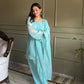 Elegant Swarovski Silk Kurta Palazzo Set with Dupatta for Festive and Party Wear