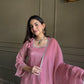 Elegant Swarovski Silk Kurta Palazzo Set with Dupatta for Festive and Party Wear