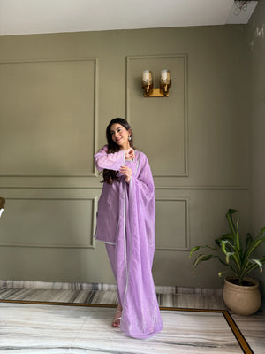 Elegant Swarovski Silk Kurta Palazzo Set with Dupatta for Festive and Party Wear