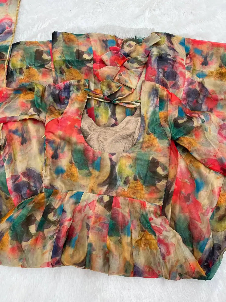 Elegant Tabby Organza Silk Anarkali Set with Dupatta