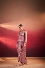 Elegant Tasar Silk Printed Co Ord Set with Jacket Layer for Festive and Occasion Wear