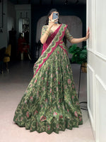 Elegant Tasar Silk Printed Lehenga Set for Festive and Wedding Wear