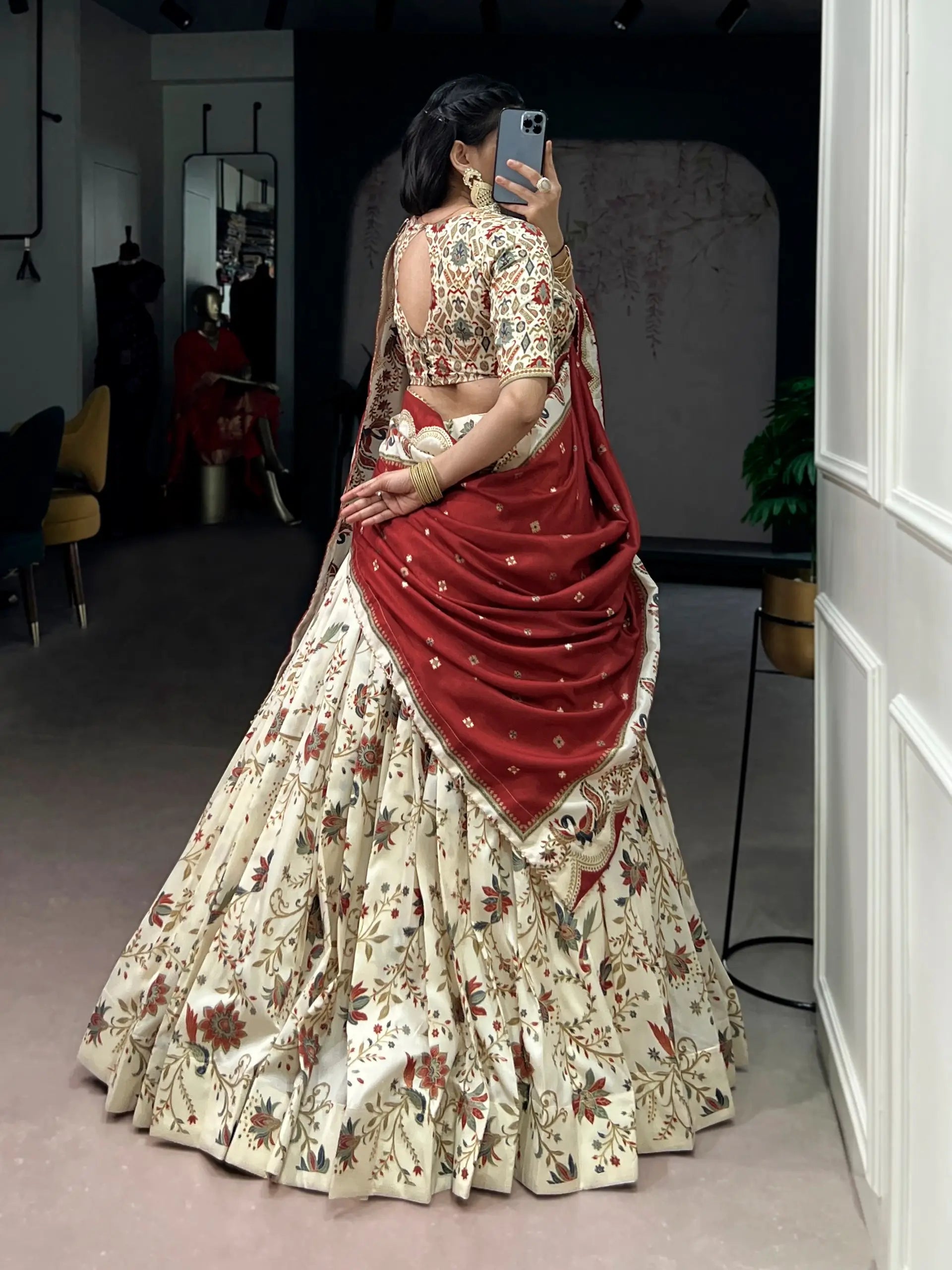 Elegant Tasar Silk Printed Lehenga Set for Festive and Wedding Wear