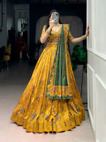 Elegant Tasar Silk Printed Lehenga Set for Festive and Wedding Wear