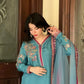 Elegant Teal Blue Embroidered Palazzo Suit with Dupatta