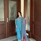 Elegant Teal Blue Embroidered Palazzo Suit with Dupatta