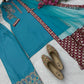 Elegant Teal Blue Embroidered Palazzo Suit with Dupatta