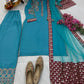 Elegant Teal Blue Embroidered Palazzo Suit with Dupatta